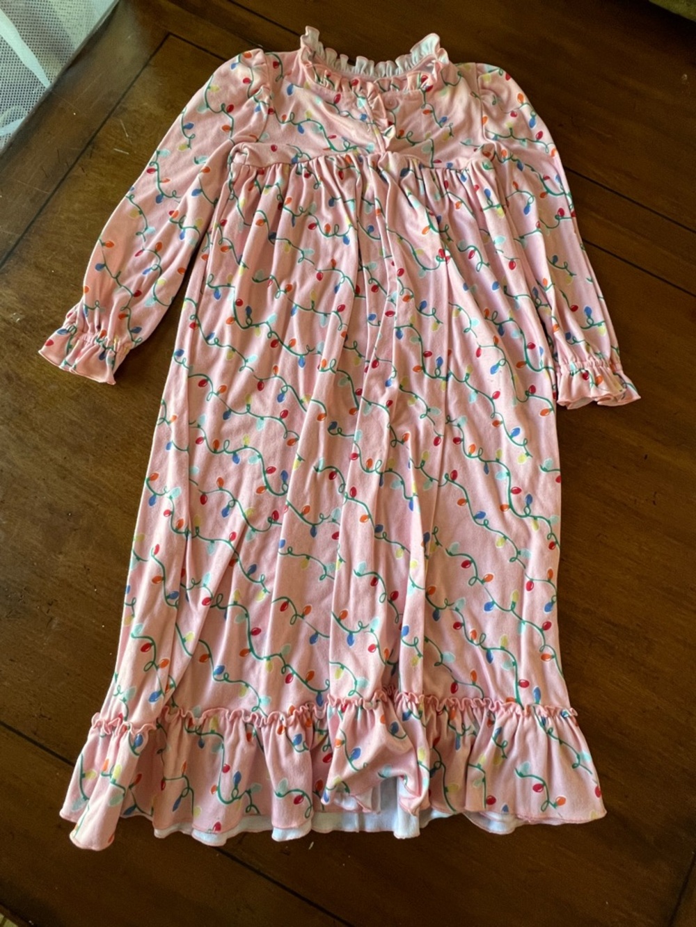 Shrimp & Grits Kids Pink Holiday Light-Print Nightgown